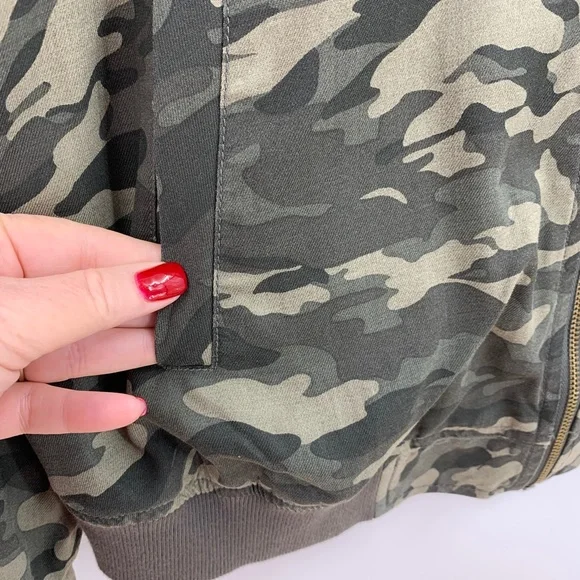Beachlunchlounge Olive Green Camo Bomber Jacket Sz L - Picture 5 of 10